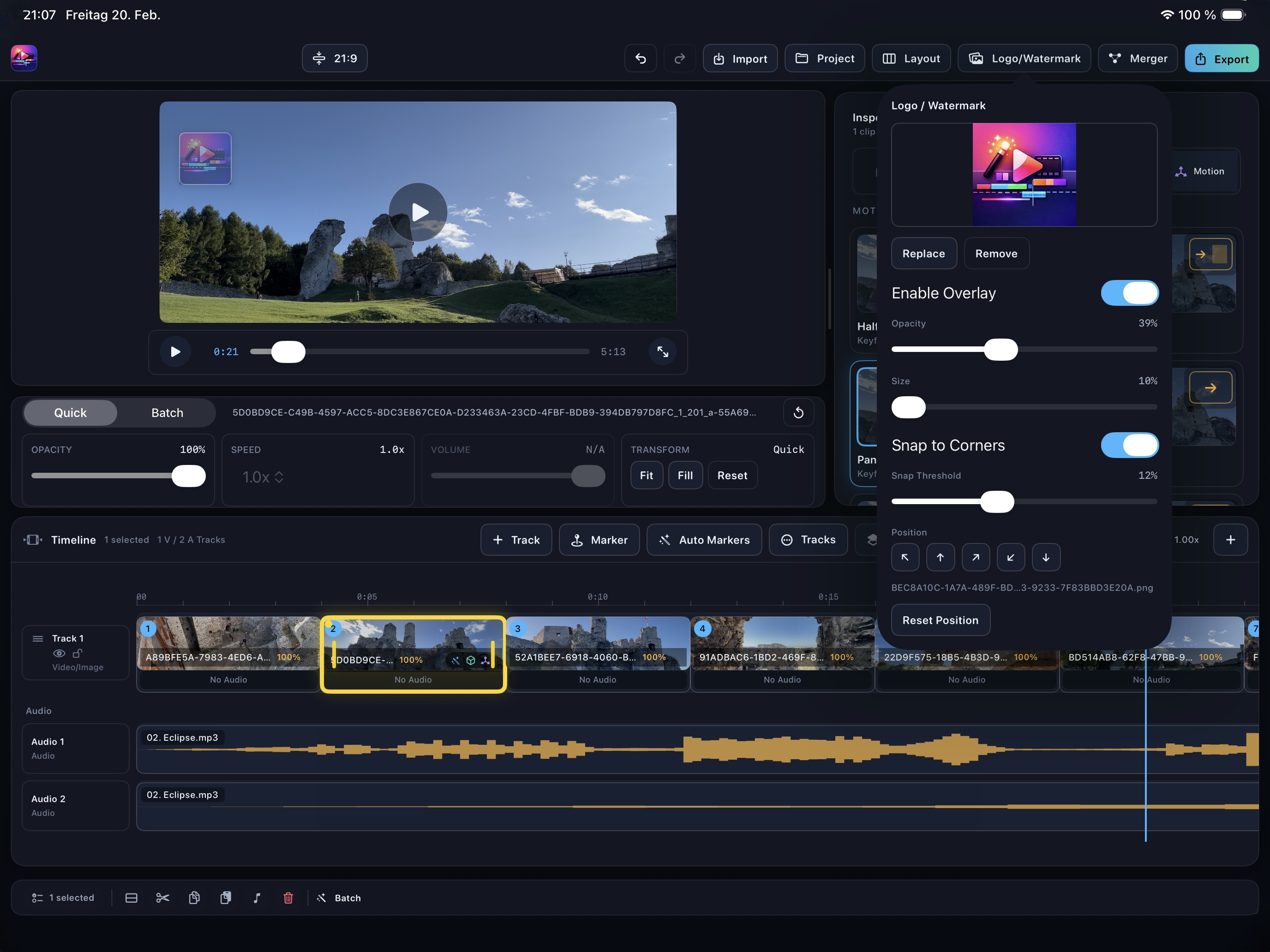 Lumiclipia watermark controls